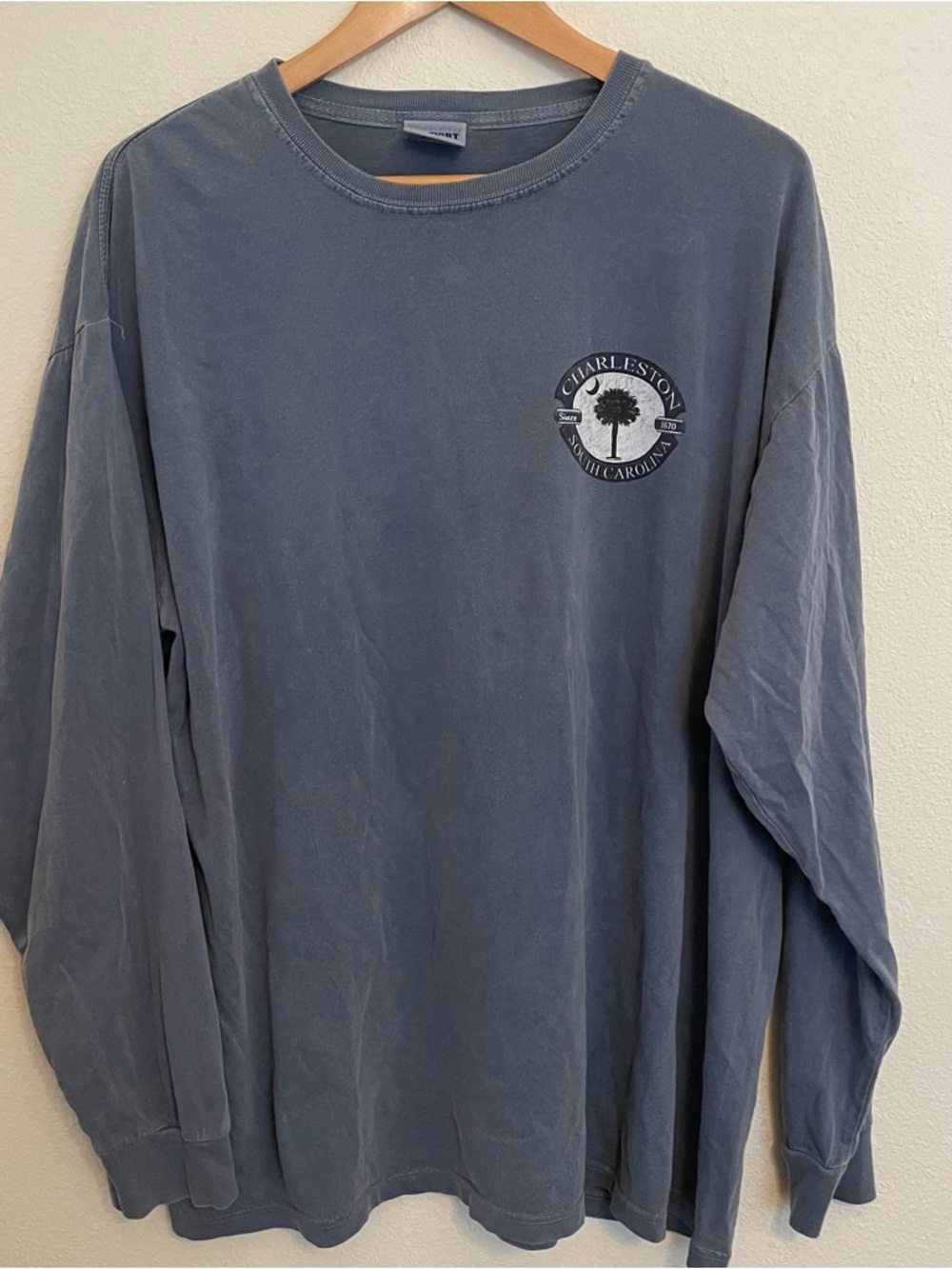 Charleston SC Long Sleeve T-Shirt Men’s XL Blue Cotton Palmetto Crescent‎ Moon